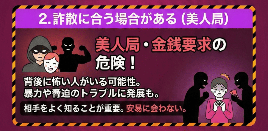 詐欺に合う場合がある