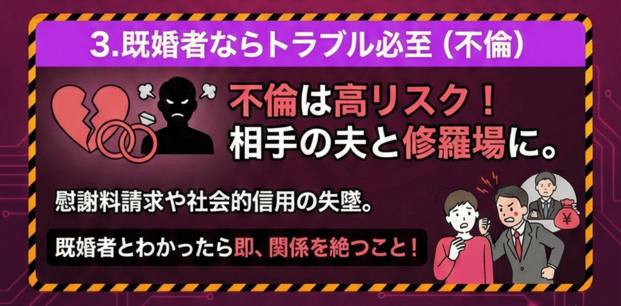 相手女性が既婚者ならトラブルに合う場合がある